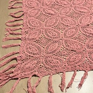 100% Cotton Pink Crochet Throw